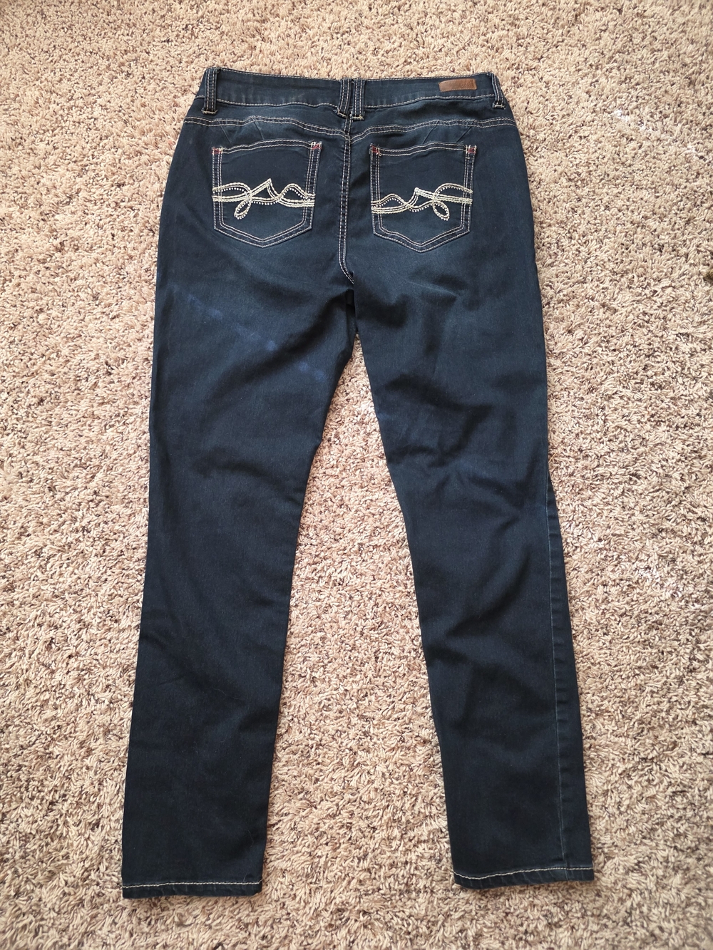 Angels Dark Blue Straight-Leg Women's Jeans with Embroidered Back Pockets